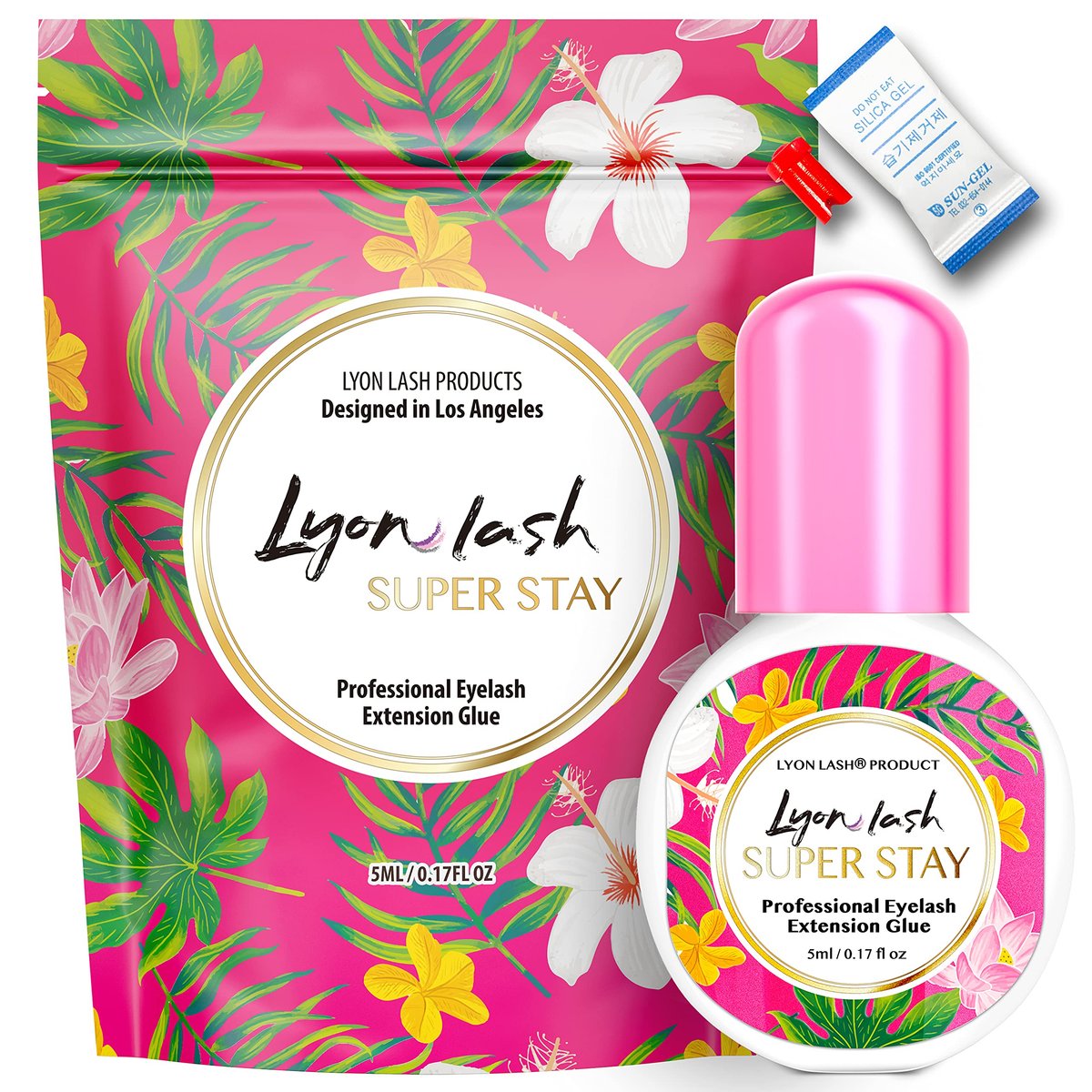 Lyon Lash Super Stay Eyelash Extension Performance Glue - 0.5 Sec Dry Time, Up to 8 Weeks Retention, Black Adhesive for Professionals (5ml) Avelisse