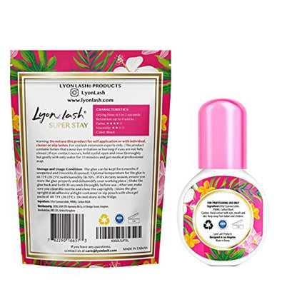 Lyon Lash Super Stay Eyelash Extension Performance Glue - 0.5 Sec Dry Time, Up to 8 Weeks Retention, Black Adhesive for Professionals (5ml) Avelisse