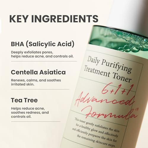 AXIS-Y Daily Purifying Treatment Toner with Salicylic Acid & Centella Asiatica - Pore Minimizer, Oil Control & Blemish Treatment Face Exfoliator - Vegan Korean Skin Care BHA Toner (6.76 fl. oz.) - görsel 6