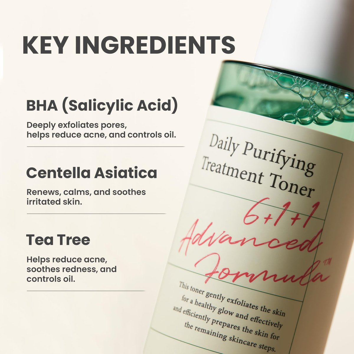 AXIS-Y Daily Purifying Treatment Toner with Salicylic Acid & Centella Asiatica - Pore Minimizer, Oil Control & Blemish Treatment Face Exfoliator - Vegan Korean Skin Care BHA Toner (6.76 fl. oz.) - görsel 5