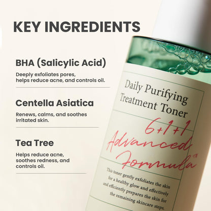 AXIS-Y Daily Purifying Treatment Toner with Salicylic Acid & Centella Asiatica - Pore Minimizer, Oil Control & Blemish Treatment Face Exfoliator - Vegan Korean Skin Care BHA Toner (6.76 fl. oz.)