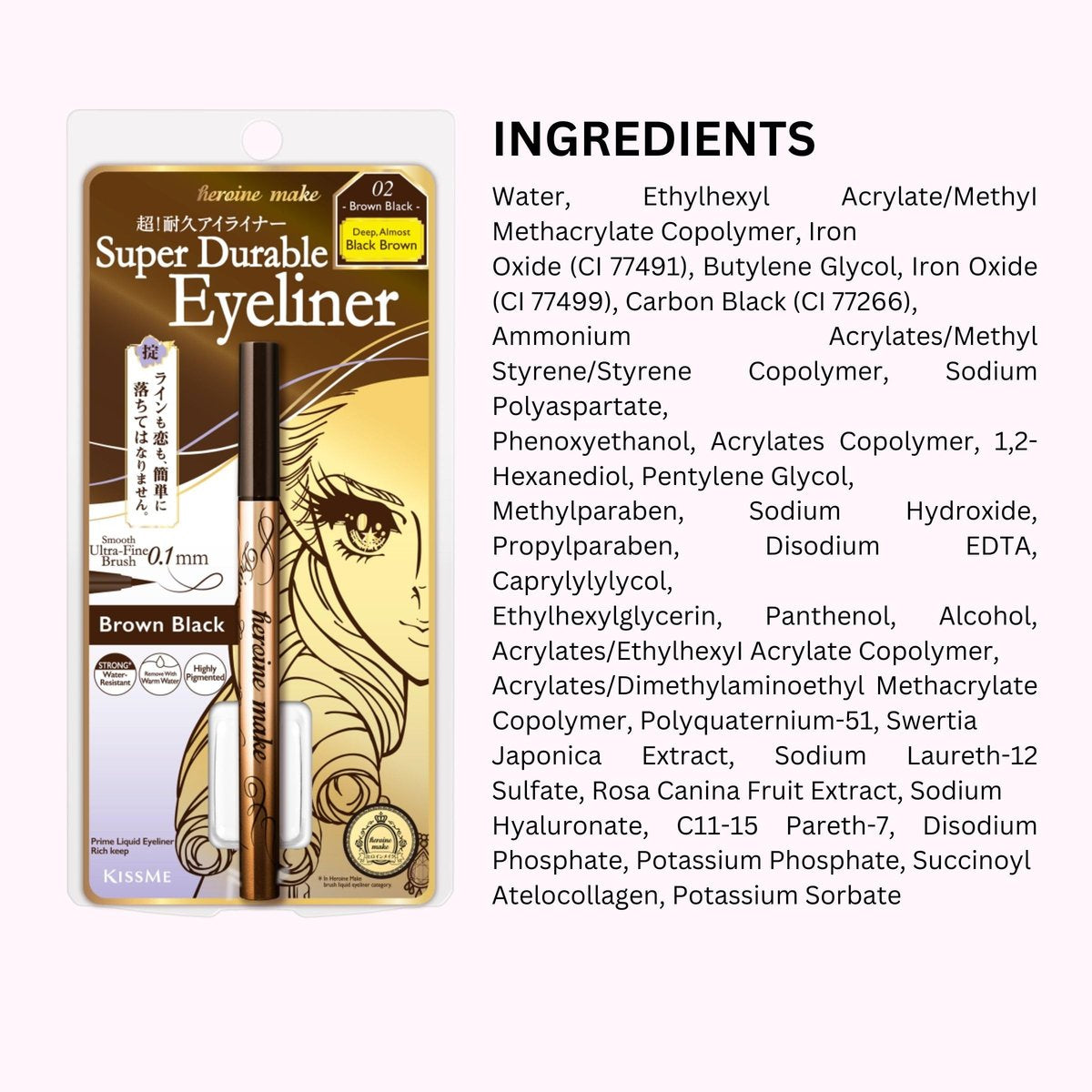 Heroine Make by KISSME Waterproof Eyeliner - Ultra-Fine 0.1mm Tip, Intense Natural Brown, Long-Lasting Liquid Eyeliner Pen with Organic Beauty Serum - görsel 15