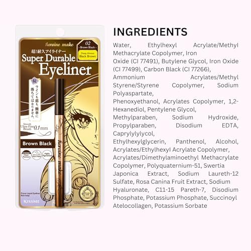 Heroine Make by KISSME Waterproof Eyeliner - Ultra-Fine 0.1mm Tip, Intense Natural Brown, Long-Lasting Liquid Eyeliner Pen with Organic Beauty Serum - görsel 16