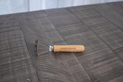 GranNaturals Hair Brush Cleaner - Durable Metal Wires, Ergonomic Wooden Handle - Quick Hair, Dust & Lint Remover for Brushes