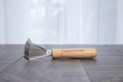 GranNaturals Hair Brush Cleaner - Durable Metal Wires, Ergonomic Wooden Handle - Quick Hair, Dust & Lint Remover for Brushes
