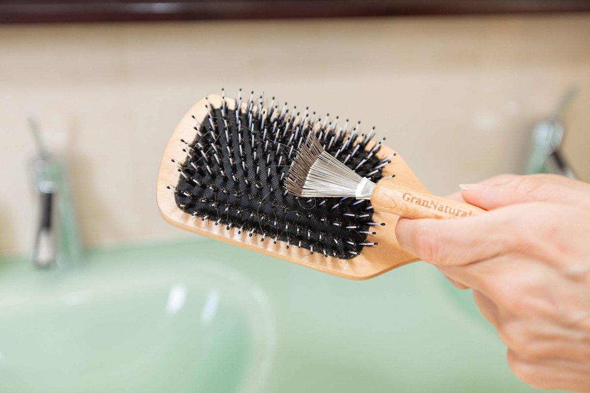 GranNaturals Hair Brush Cleaner - Durable Metal Wires, Ergonomic Wooden Handle - Quick Hair, Dust & Lint Remover for Brushes - görsel 9