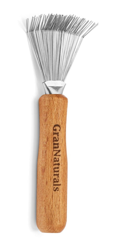 GranNaturals Hair Brush Cleaner - Durable Metal Wires, Ergonomic Wooden Handle - Quick Hair, Dust & Lint Remover for Brushes