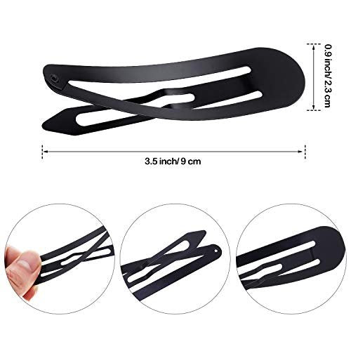 WILLBOND 50 Pcs Snap Clips for Hair - Large Metal No Slip Hair Barrettes, Long Side Clips for Women, Black Avelisse