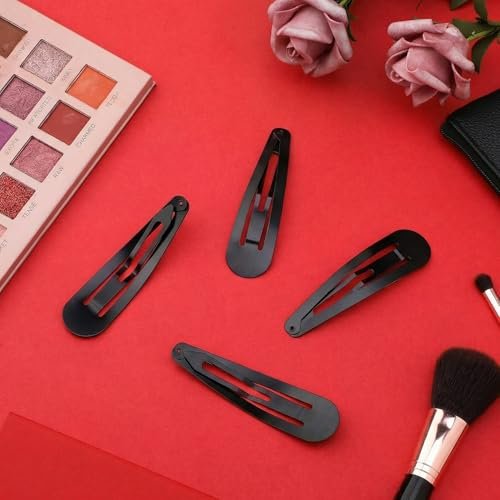 WILLBOND 50 Pcs Snap Clips for Hair - Large Metal No Slip Hair Barrettes, Long Side Clips for Women, Black Avelisse