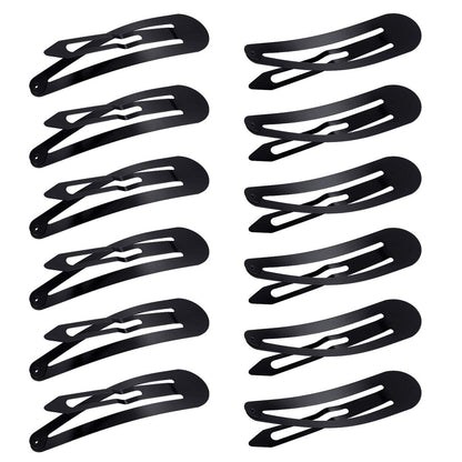 WILLBOND 50 Pcs Snap Clips for Hair - Large Metal No Slip Hair Barrettes, Long Side Clips for Women, Black Avelisse