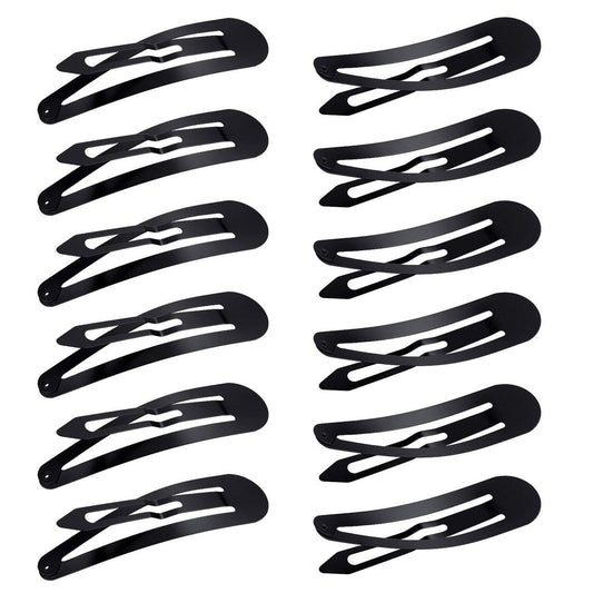 WILLBOND 50 Pcs Snap Clips for Hair - Large Metal No Slip Hair Barrettes, Long Side Clips for Women, Black Avelisse