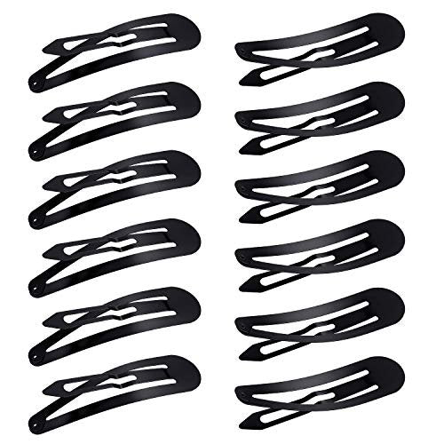 WILLBOND 50 Pcs Snap Clips for Hair - Large Metal No Slip Hair Barrettes, Long Side Clips for Women, Black Avelisse