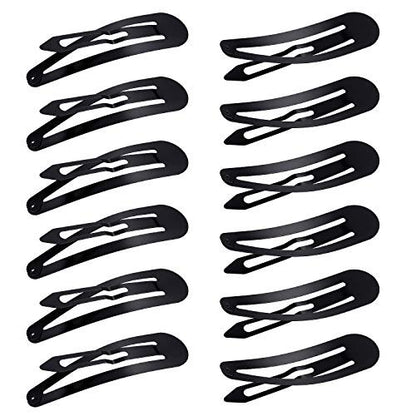 WILLBOND 50 Pcs Snap Clips for Hair - Large Metal No Slip Hair Barrettes, Long Side Clips for Women, Black Avelisse
