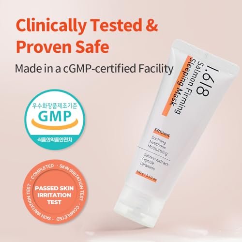 1.618 Salmon Firming Sleeping Mask 3.53 oz – Korean Overnight Moisturizer with Peptide, Vit-P, Beta Glucan, Centella Asiatica, Ceramide NP, Niacinamide, Adenosine, Trehalose Avelisse