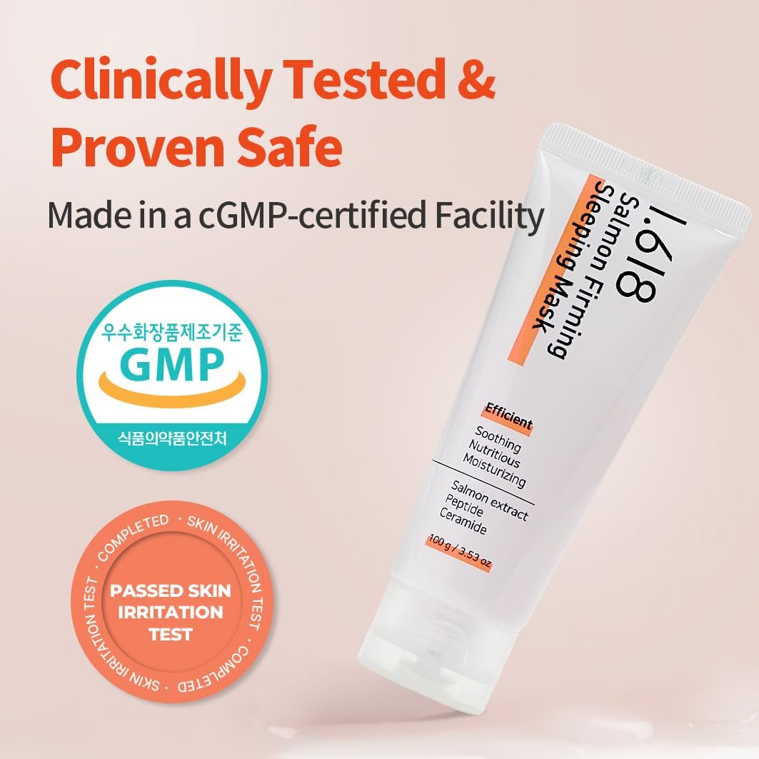 1.618 Salmon Firming Sleeping Mask 3.53 oz – Korean Overnight Moisturizer with Peptide, Vit-P, Beta Glucan, Centella Asiatica, Ceramide NP, Niacinamide, Adenosine, Trehalose Avelisse
