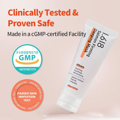 1.618 Salmon Firming Sleeping Mask 3.53 oz – Korean Overnight Moisturizer with Peptide, Vit-P, Beta Glucan, Centella Asiatica, Ceramide NP, Niacinamide, Adenosine, Trehalose Avelisse