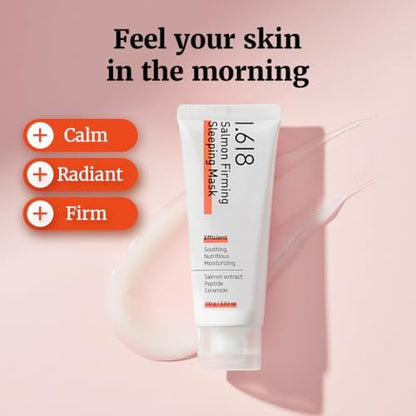 1.618 Salmon Firming Sleeping Mask 3.53 oz – Korean Overnight Moisturizer with Peptide, Vit-P, Beta Glucan, Centella Asiatica, Ceramide NP, Niacinamide, Adenosine, Trehalose Avelisse