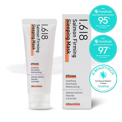 1.618 Salmon Firming Sleeping Mask 3.53 oz – Korean Overnight Moisturizer with Peptide, Vit-P, Beta Glucan, Centella Asiatica, Ceramide NP, Niacinamide, Adenosine, Trehalose Avelisse
