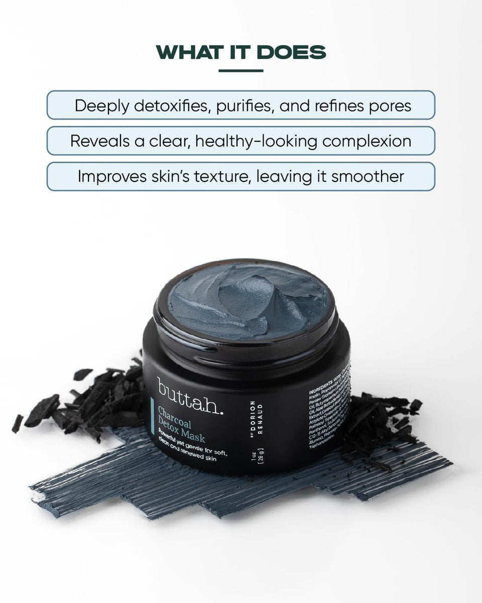 Buttah Skin Charcoal Detox Mask - Deep Cleansing Mask for Melanin Rich Skin - 1 fl oz Avelisse