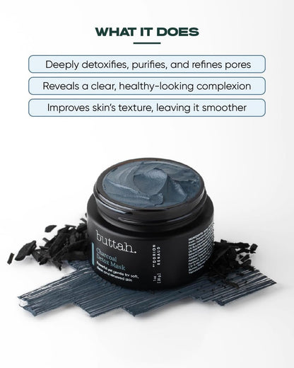 Buttah Skin Charcoal Detox Mask - Deep Cleansing Mask for Melanin Rich Skin - 1 fl oz Avelisse