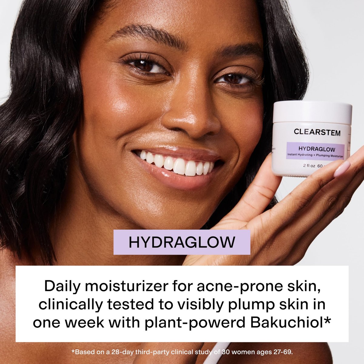 CLEARSTEM HYDRAGLOW Stem Cell Moisturizer with Bakuchiol & Squalene - Youthful Skin Face Moisturizer for All Skin Types - Gluten Free & Cruelty Free - 2 fl oz / 60ml Avelisse