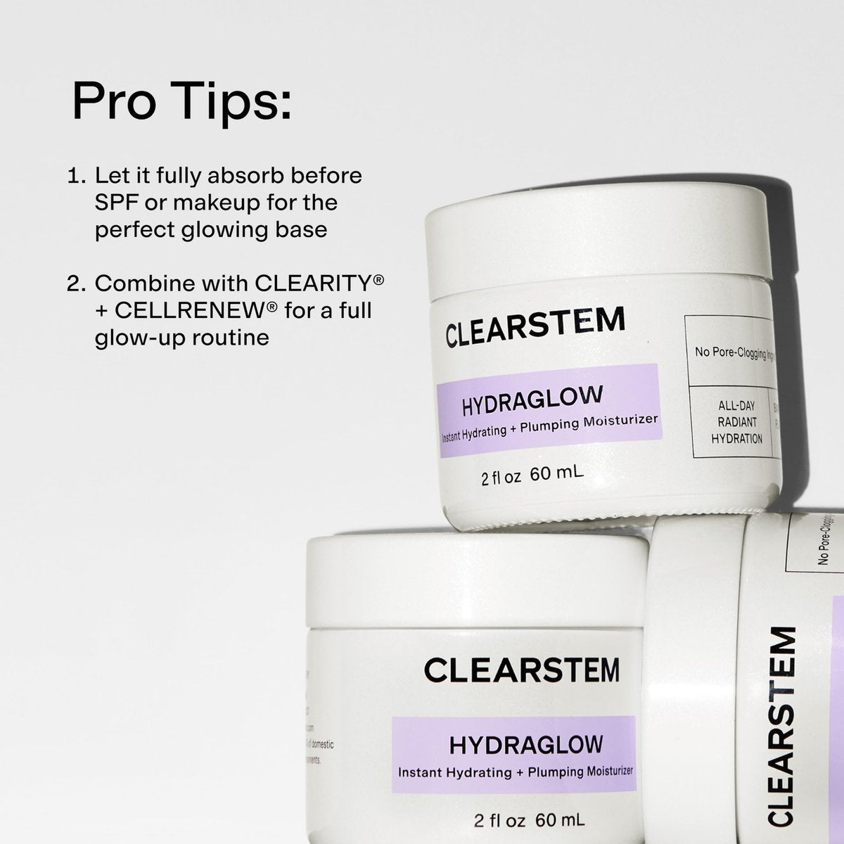 CLEARSTEM HYDRAGLOW Stem Cell Moisturizer with Bakuchiol & Squalene - Youthful Skin Face Moisturizer for All Skin Types - Gluten Free & Cruelty Free - 2 fl oz / 60ml Avelisse