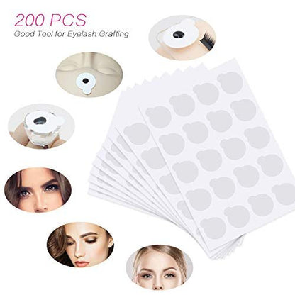 200 Pcs Eyelash Extension Adhesive Glue Pallet Sticker Pads & 1 Jade Stone - Disposable Waterproof Adhesive Holder for Lash Artists