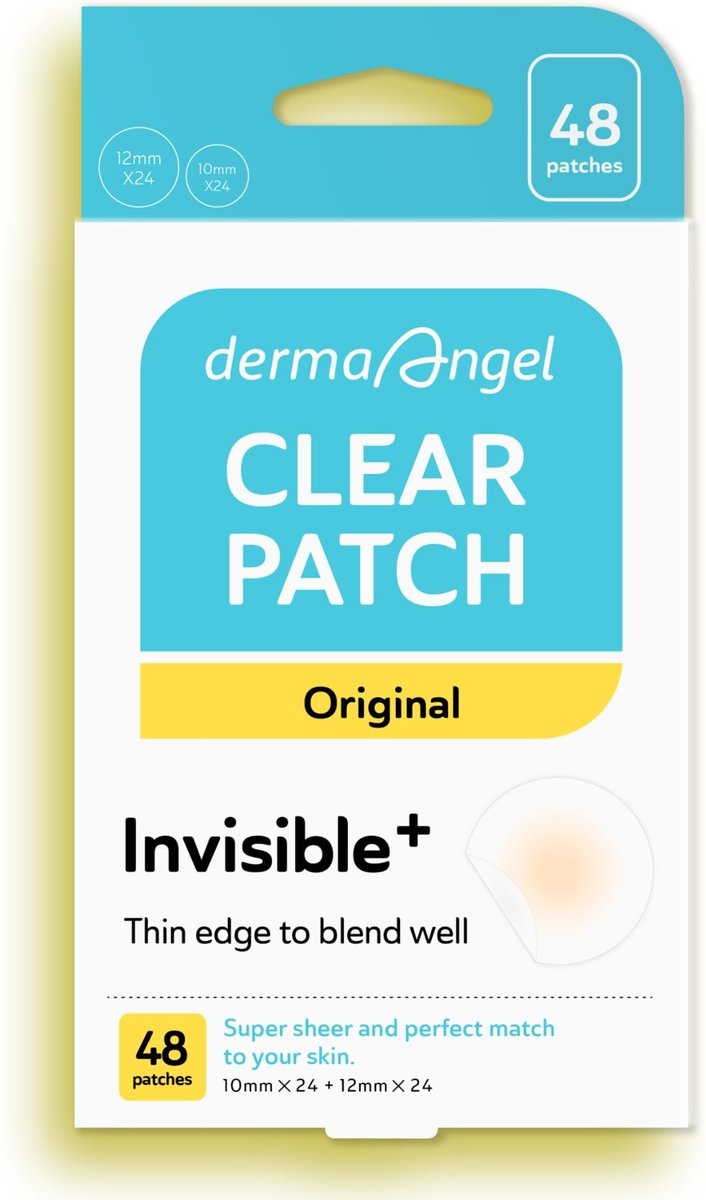 DERMA ANGEL Ultra Invisible Acne Patches for Cystic Acne - 48 Count, 3 Sizes, Day & Night Use Avelisse