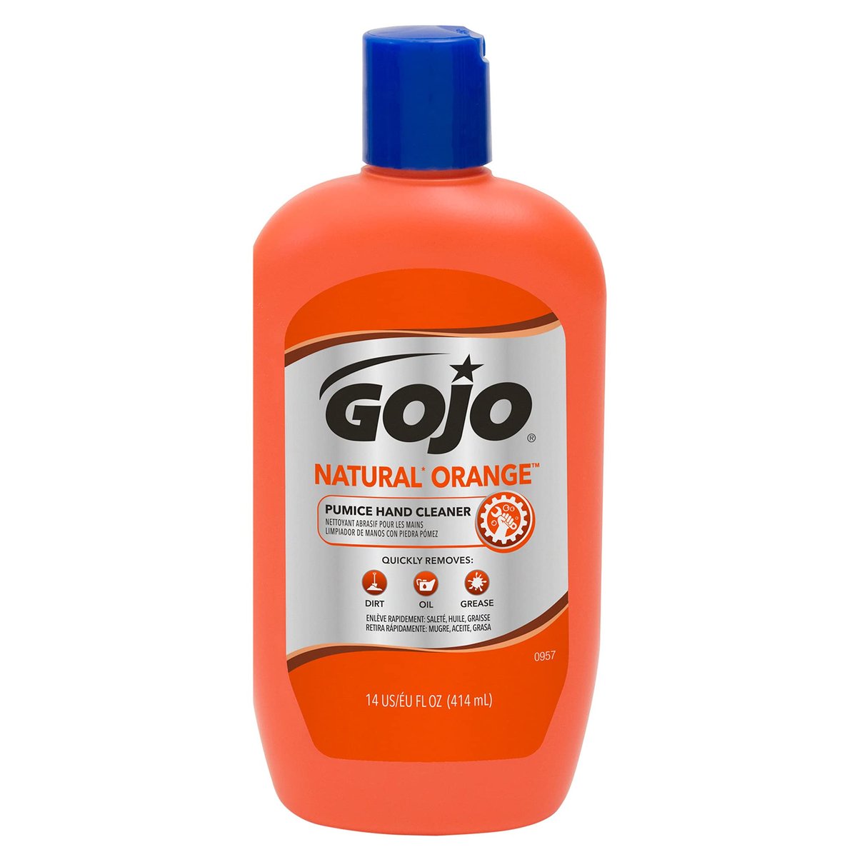 Gojo Natural Orange Pumice Hand Cleaner Heavy Duty Citrus Scented Scrub, 2 x 14 oz Bottles with 2 Wooden Nail Brushes Avelisse