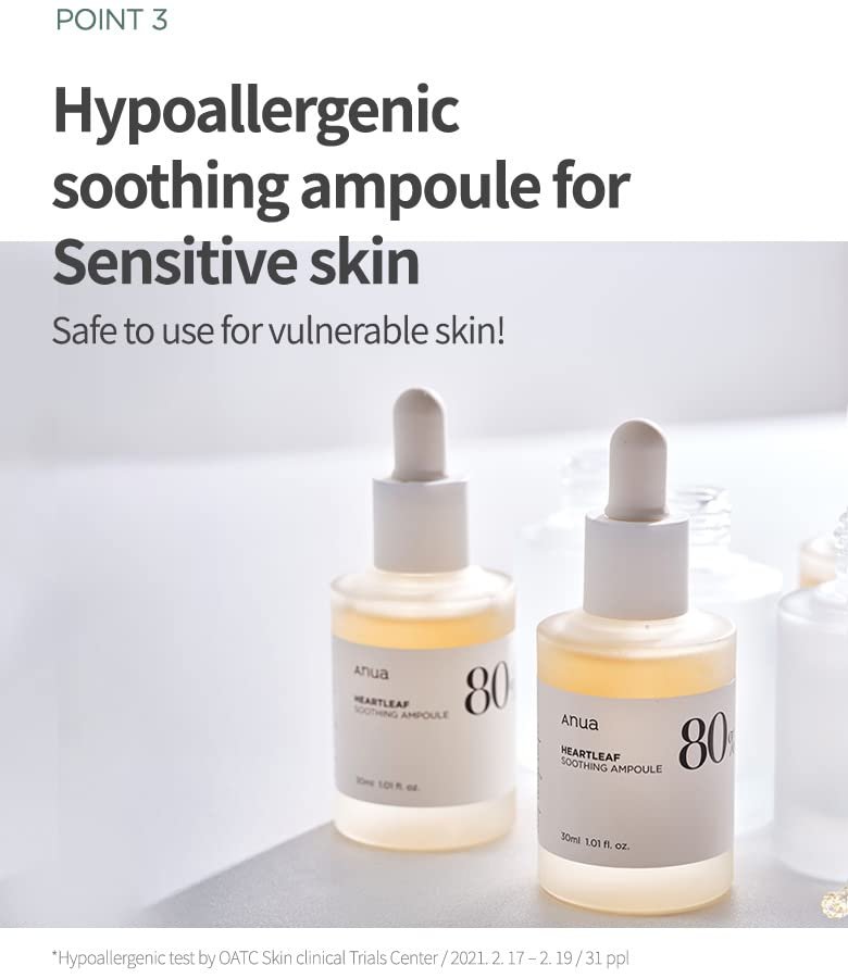 Anua Heartleaf 80 Soothing Ampoule - Hydrating Facial Serum for Glass Skin with Hyaluronic Acid & Panthenol, Lightweight Non-Greasy Korean Skincare, 1.01 fl.oz - görsel 14