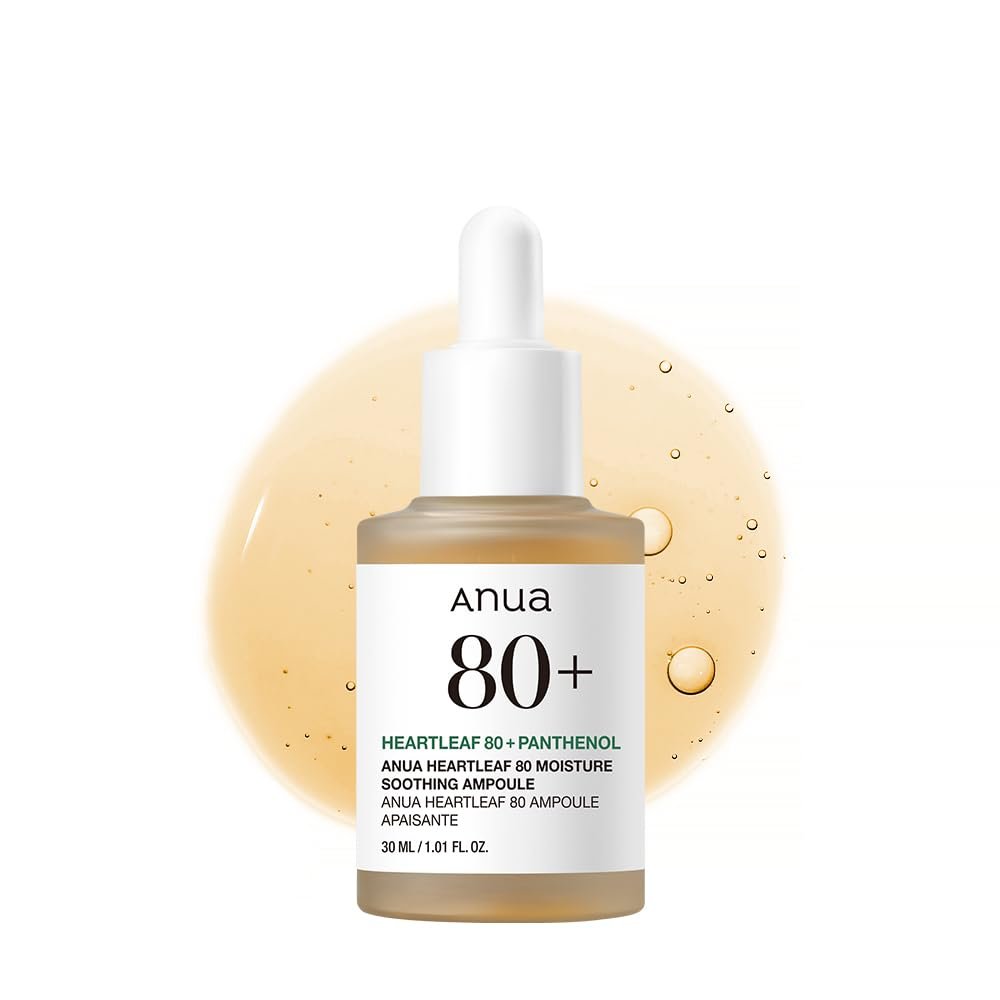 Anua Heartleaf 80 Soothing Ampoule - Hydrating Facial Serum for Glass Skin with Hyaluronic Acid & Panthenol, Lightweight Non-Greasy Korean Skincare, 1.01 fl.oz - görsel 1