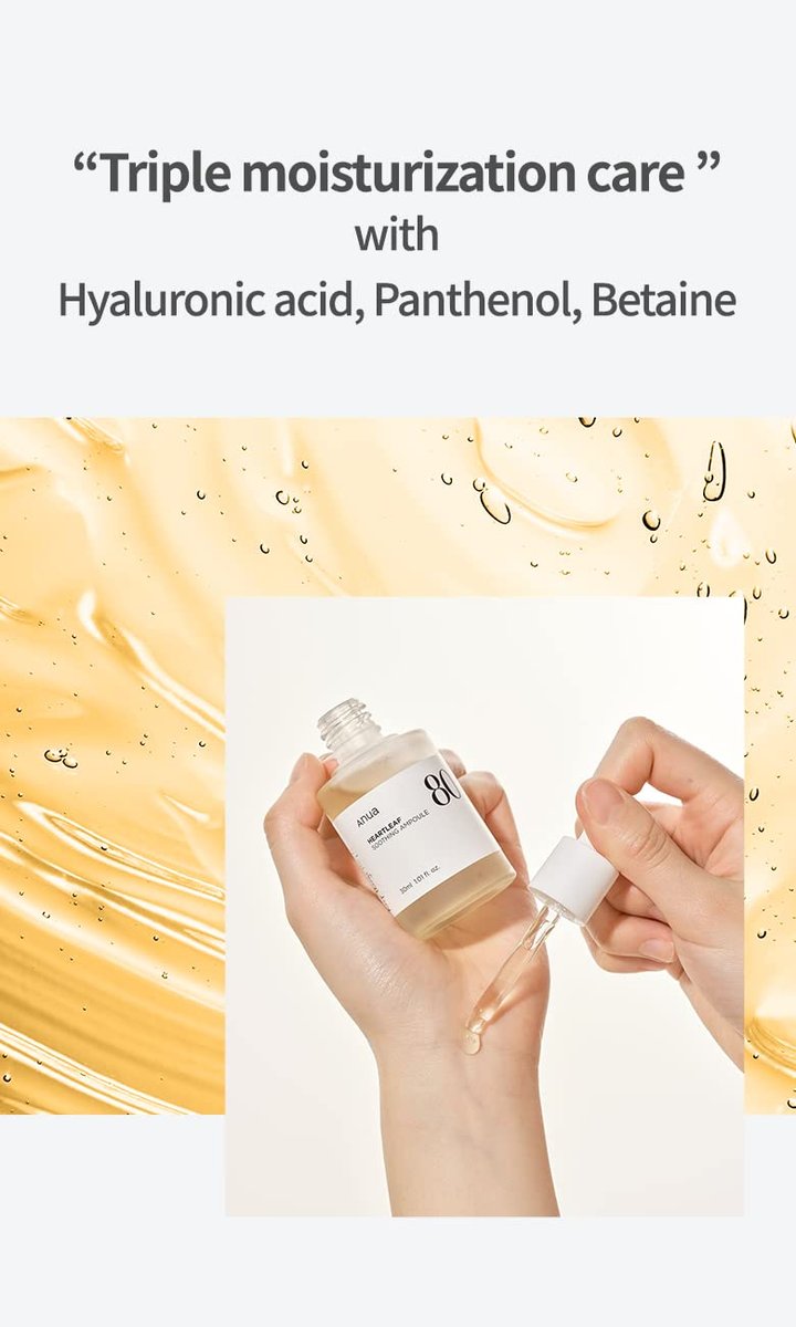 Anua Heartleaf 80 Soothing Ampoule - Hydrating Facial Serum for Glass Skin with Hyaluronic Acid & Panthenol, Lightweight Non-Greasy Korean Skincare, 1.01 fl.oz - görsel 12