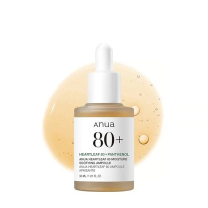 Anua Heartleaf 80 Soothing Ampoule - Hydrating Facial Serum for Glass Skin with Hyaluronic Acid & Panthenol, Lightweight Non-Greasy Korean Skincare, 1.01 fl.oz