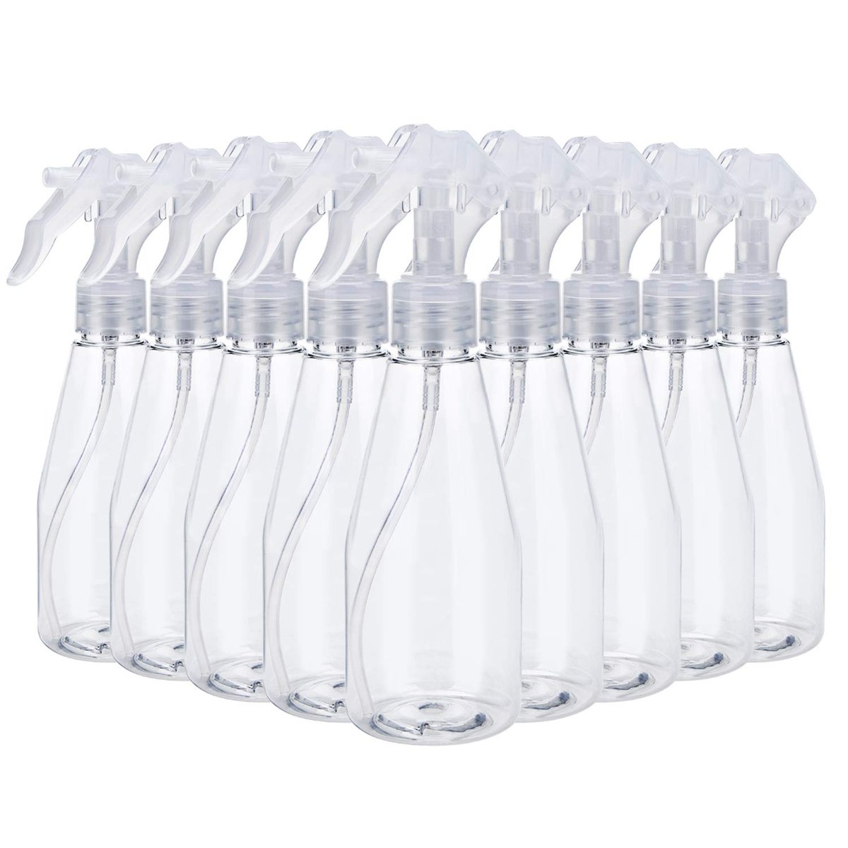 Suwimut 9-Pack Clear Plastic Spray Bottles 200ml - Empty Refillable Fine Mist Trigger Sprayers for Cleaning, Hair Care, Essential Oils & Plants Avelisse