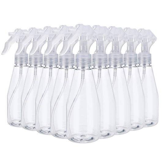 Suwimut 9-Pack Clear Plastic Spray Bottles 200ml - Empty Refillable Fine Mist Trigger Sprayers for Cleaning, Hair Care, Essential Oils & Plants Avelisse