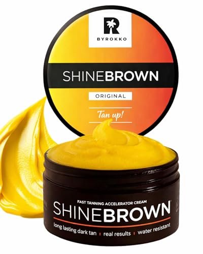 BYROKKO Shine Brown Tanning Accelerator Lotion - Indoor & Outdoor Fast Dark Tan Cream with Bronzer - Natural Botanical Oils for Face & Body - Water Resistant Formula - 7.1 Fl Oz Avelisse