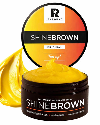BYROKKO Shine Brown Tanning Accelerator Lotion - Indoor & Outdoor Fast Dark Tan Cream with Bronzer - Natural Botanical Oils for Face & Body - Water Resistant Formula - 7.1 Fl Oz Avelisse