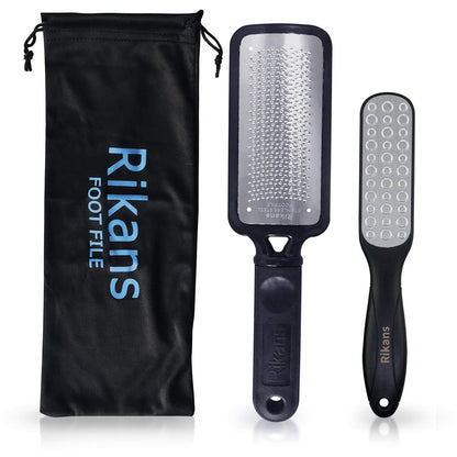 Rikans Colossal Foot File Set - Professional Stainless Steel Callus Remover for Wet or Dry Skin - 2-Pack Coarse Foot Rasp
