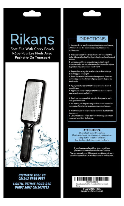 Rikans Colossal Foot File Set - Professional Stainless Steel Callus Remover for Wet or Dry Skin - 2-Pack Coarse Foot Rasp