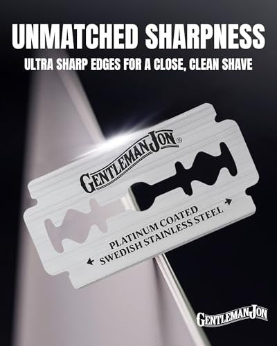Gentleman Jon 50-Pack Platinum Double Edge Razor Blades - Premium Swedish Stainless Steel Safety Razor Blades for Smooth and Comfortable Shaves Avelisse