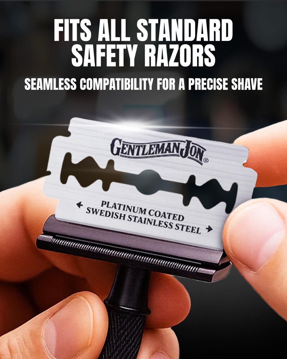 Gentleman Jon 50-Pack Platinum Double Edge Razor Blades - Premium Swedish Stainless Steel Safety Razor Blades for Smooth and Comfortable Shaves Avelisse
