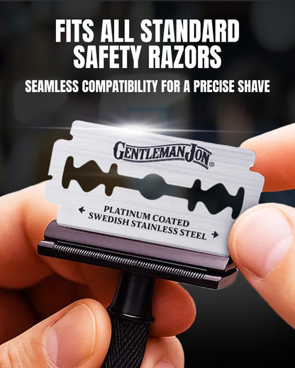 Gentleman Jon 50-Pack Platinum Double Edge Razor Blades - Premium Swedish Stainless Steel Safety Razor Blades for Smooth and Comfortable Shaves Avelisse