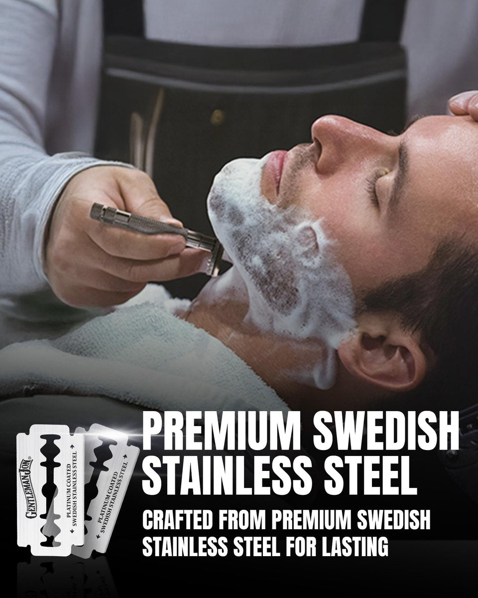 Gentleman Jon 50-Pack Platinum Double Edge Razor Blades - Premium Swedish Stainless Steel Safety Razor Blades for Smooth and Comfortable Shaves Avelisse