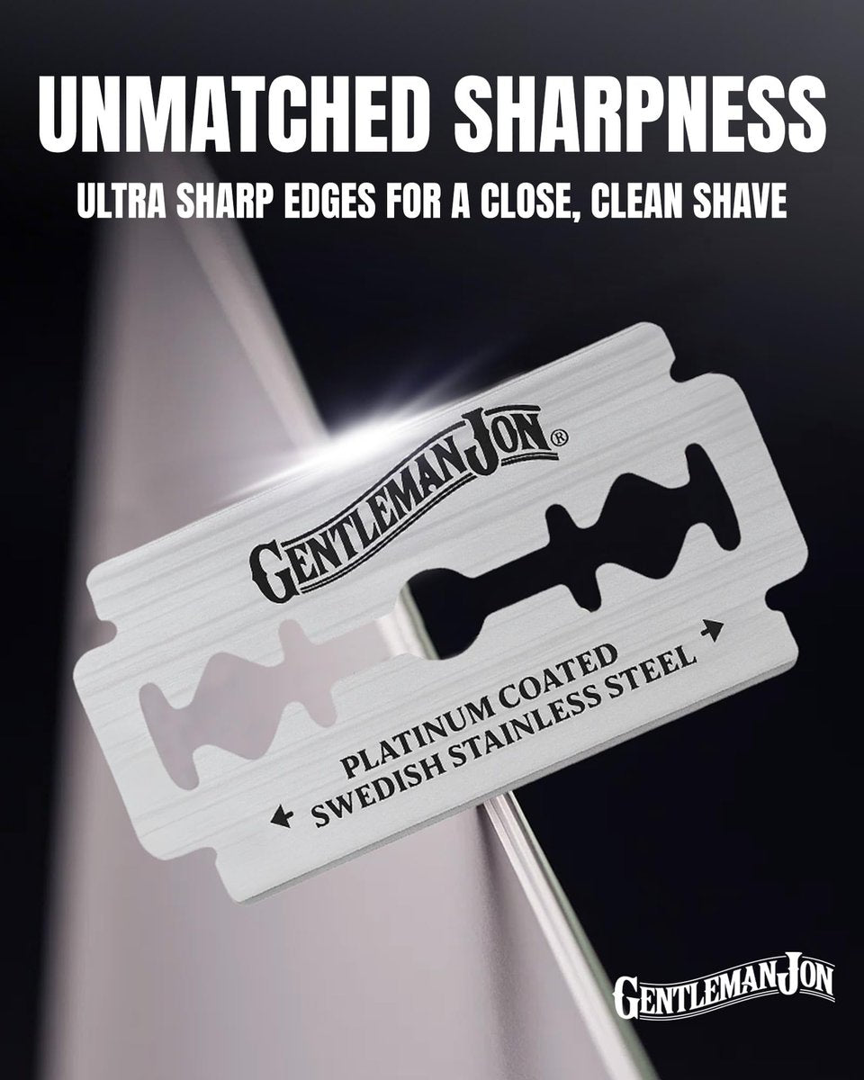 Gentleman Jon 50-Pack Platinum Double Edge Razor Blades - Premium Swedish Stainless Steel Safety Razor Blades for Smooth and Comfortable Shaves Avelisse