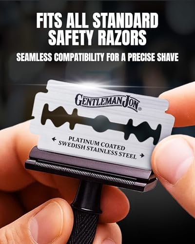 Gentleman Jon 50-Pack Platinum Double Edge Razor Blades - Premium Swedish Stainless Steel Safety Razor Blades for Smooth and Comfortable Shaves Avelisse