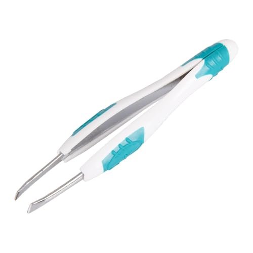 LEADER Slant Tip Tweezers - Precision Stainless Steel with Non-Slip Rubber Grip for Eyebrows, Facial Hair, Splinter & Ingrown Hair Removal - görsel 4