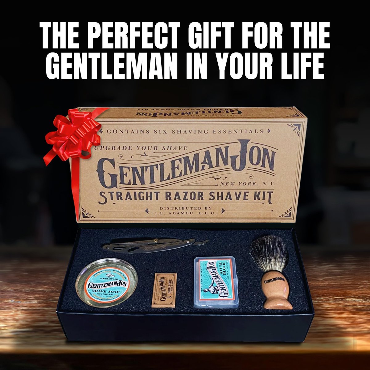 Gentleman Jon Straight Razor Shaving Kit – Vintage Wet Shave Grooming Set with Straight Edge Razor, Badger Hair Brush, Alum Block, Shave Soap, Bowl & Double Edge Safety Blades Avelisse