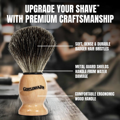 Gentleman Jon Straight Razor Shaving Kit – Vintage Wet Shave Grooming Set with Straight Edge Razor, Badger Hair Brush, Alum Block, Shave Soap, Bowl & Double Edge Safety Blades Avelisse