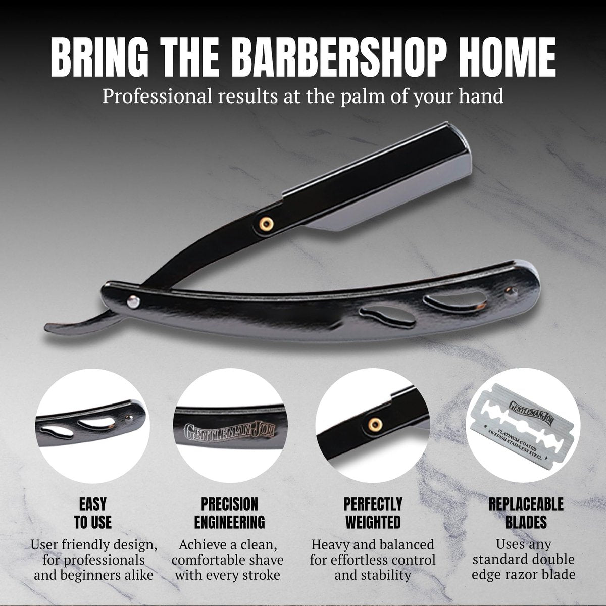 Gentleman Jon Straight Razor Shaving Kit – Vintage Wet Shave Grooming Set with Straight Edge Razor, Badger Hair Brush, Alum Block, Shave Soap, Bowl & Double Edge Safety Blades Avelisse
