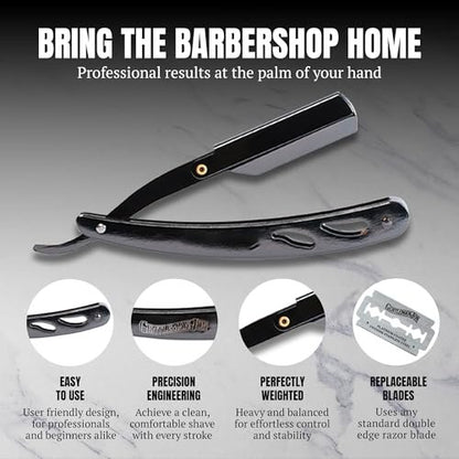 Gentleman Jon Straight Razor Shaving Kit – Vintage Wet Shave Grooming Set with Straight Edge Razor, Badger Hair Brush, Alum Block, Shave Soap, Bowl & Double Edge Safety Blades Avelisse